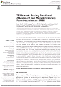 Cover page: TEAMwork: Testing Emotional Attunement and Mutuality During Parent-Adolescent fMRI