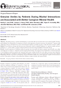 Cover page: Genuine Smiles by Patients During Marital Interactions are Associated with Better Caregiver Mental Health