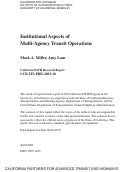 Cover page: Institutional Aspects of Multi-Agency Transit Operations