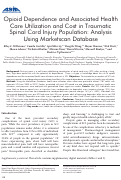Cover page: Opioid Dependence and Associated Health Care Utilization and Cost in Traumatic Spinal Cord Injury Population: Analysis Using Marketscan Database.