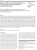 Cover page: Effects of Micronized Cartilage Matrix on Cartilage Repair in Osteochondral Lesions of the Talus.