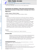 Cover page: Development and Validation of the Sleep Inertia Questionnaire (SIQ) and Assessment of Sleep Inertia in Analogue and Clinical Depression.