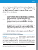 Cover page: Genetic Signatures of Glucose Homeostasis: Synergistic Interplay With Long-Term Exposure to Cigarette Smoking in Development of Primary Colorectal Cancer Among African American Women