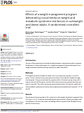 Cover page: Effects of a weight management program delivered by social media on weight and metabolic syndrome risk factors in overweight and obese adults: A randomised controlled trial