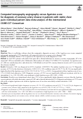 Cover page: Computed tomography angiography versus Agatston score for diagnosis of coronary artery disease in patients with stable chest pain: individual patient data meta-analysis of the international COME-CCT Consortium