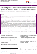 Cover page: Loss and psychosocial factors as determinants of quality of life in a cohort of earthquake survivors.