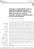 Cover page: Changes in United States Latino/a High School Students’ Science Motivational Beliefs: Within Group Differences Across Science Subjects, Gender, Immigrant Status, and Perceived Support