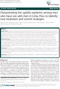 Cover page: Characterizing the syphilis epidemic among men who have sex with men in Lima, Peru to identify new treatment and control strategies