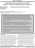 Cover page: Child Maltreatment and Disaster Prevention: Qualitative Study of Community Agency Perspectives