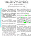 Cover page: Analog Transmit Signal Optimization for Undersampled Delay-Doppler Estimation