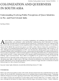 Cover page: Colonization and Queerness in South Asia: Understanding Evolving Public Perceptions of Queer Identities in Pre- and Post-Colonial India