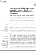 Cover page: Sleep Timing and Risk of Dementia Among the Chinese Elderly in an Urban Community: The Shanghai Aging Study.
