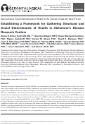 Cover page: Establishing a Framework for Gathering Structural and Social Determinants of Health in Alzheimers Disease Research Centers.