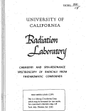Cover page: CHEMISTRY AND SPIN-RESONANCE SPECTROSCOPY OF RADICALS FROM THIOAROMATIC COMPOUNDS