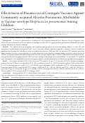 Cover page: Effectiveness of Pneumococcal Conjugate Vaccines Against Community-acquired Alveolar Pneumonia Attributable to Vaccine-serotype Streptococcus pneumoniae Among Children.