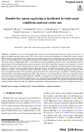 Cover page of Bumble bee queen egg laying is facilitated by both social conditions and nest cavity size