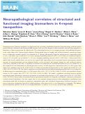Cover page: Neuropathological correlates of structural and functional imaging biomarkers in 4-repeat tauopathies