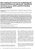 Cover page: Fine-tuning p53 activity by modulating the interaction between eukaryotic translation initiation factor eIF4E and RNA-binding protein RBM38