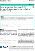 Cover page: Communication in the neonatal ICU for Spanish speaking parents: a qualitative interview study