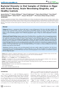 Cover page: Bacterial Diversity in Oral Samples of Children in Niger with Acute Noma, Acute Necrotizing Gingivitis, and Healthy Controls