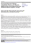 Cover page: Preventing Depression Relapse: A Qualitative Study on the Need for Additional Structured Support Following Mindfulness-Based Cognitive Therapy