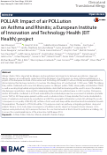 Cover page: POLLAR: Impact of air POLLution on Asthma and Rhinitis; a European Institute of Innovation and Technology Health (EIT Health) project.