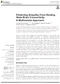 Cover page: Predicting Empathy From Resting State Brain Connectivity: A Multivariate Approach