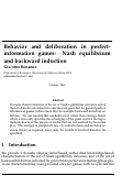 Cover page: Behavior and deliberation in perfect-information games: Nash equilibrium and backward induction