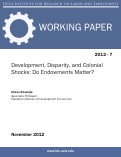 Cover page: Development, Disparity, and Colonial Shocks: Do Endowments Matter?