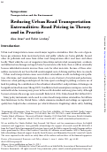 Cover page: Reducing Urban Road Transportation Externalities: Road Pricing in Theory and in Practice