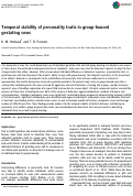 Cover page: Temporal stability of personality traits in group-housed gestating sows