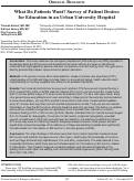 Cover page: What Do Patients Want? Survey of Patient Desires  for Education in an Urban University Hospital