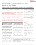 Cover page: Universal Lead Screening Requirement: A California Case Study.