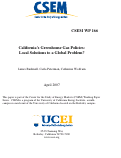 Cover page: California's Greenhouse Gas Policies: Local Solutions to a Global Problem?