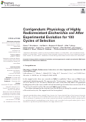 Cover page: Corrigendum: Physiology of Highly Radioresistant Escherichia coli After Experimental Evolution for 100 Cycles of Selection