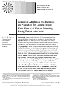 Cover page: Instrument Adaptation, Modification, and Validation for Cultural Beliefs About Colorectal Cancer Screening Among Korean Americans