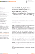 Cover page: Elevated LDL-C, high blood pressure, and low peak V ̇ O2 associate with platelet mitochondria function in children—The Arkansas Active Kids Study