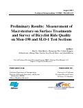Cover page: Preliminary Results: Measurement of Macrotexture on Surface Treatments and Survey of Bicyclist Ride Quality on Mon-198 and SLO-1 Test Sections