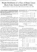 Cover page: Weight Distribution of a Class of Binary Linear Block Codes Formed from RCPC Codes