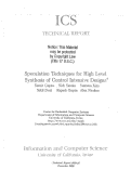 Cover page: Speculation techniques for high level synthesis of control intensive designs
