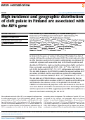 Cover page: High incidence and geographic distribution of cleft palate in Finland are associated with the IRF6 gene.