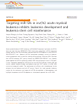 Cover page: Targeting miR-126 in inv(16) acute myeloid leukemia inhibits leukemia development and leukemia stem cell maintenance