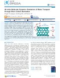 Cover page: Ab Initio Molecular Dynamics Simulation of Water Transport through Short Carbon Nanotubes
