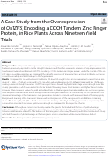 Cover page of A Case Study from the Overexpression of OsTZF5, Encoding a CCCH Tandem Zinc Finger Protein, in Rice Plants Across Nineteen Yield Trials.