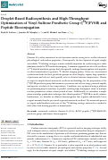 Cover page of Droplet-Based Radiosynthesis and High-Throughput Optimization of Vinyl Sulfone Prosthetic Group ([<sup>18</sup>F]FVSB) and Peptide Bioconjugation.
