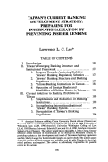 Cover page: Taiwan's Current Bannking Development Strategy: Preparing for Internationalization by Preventing Insider Lending