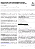 Cover page: Eating Disorder Screening: a Systematic Review and Meta-analysis of Diagnostic Test Characteristics of the SCOFF