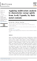 Cover page: Applying multivariate analysis to characterize waragi spirits from Acoli, Uganda, by their metal contents