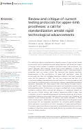 Cover page: Review and critique of current testing protocols for upper-limb prostheses: a call for standardization amidst rapid technological advancements.