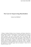 Cover page: The Case for Empowering Shareholders